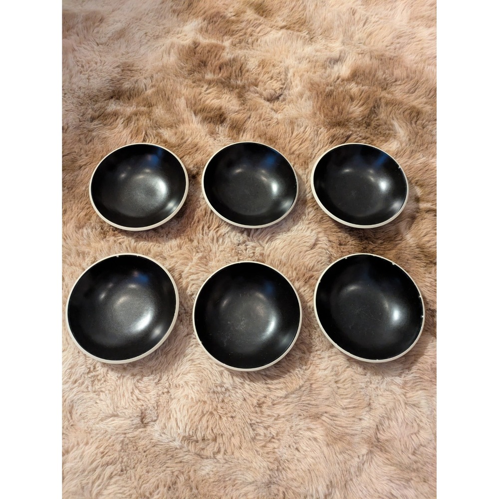 Vintage 1986 Sasaki Colorstone Small Bowls 6 Matte Black Japan Ceramic Vignelli